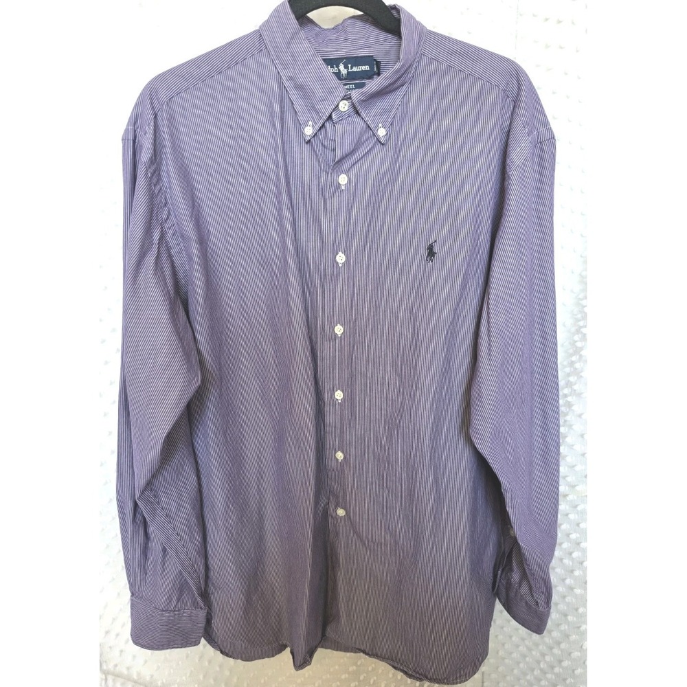 Ralph Lauren McMeel Purple Classic Long Sleeve Striped Shirt Mens Size Large
